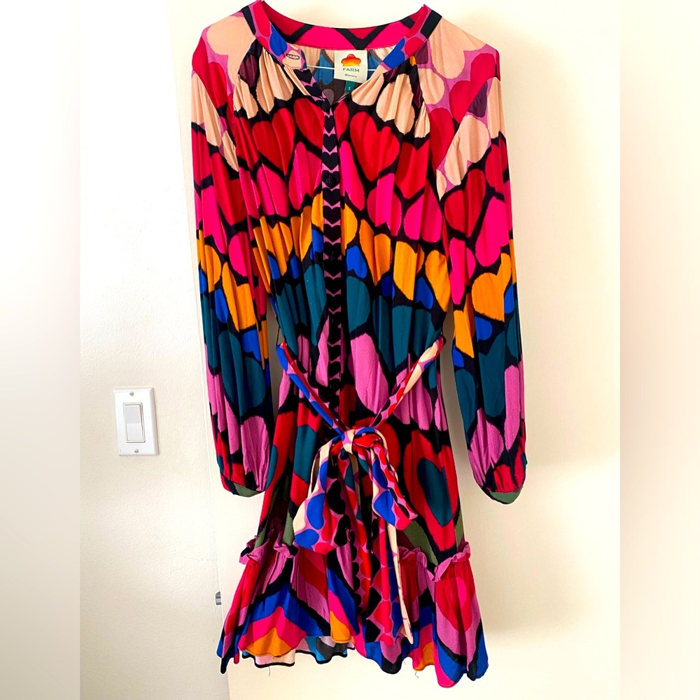 Farm Rio Full of Hearts Mini Dress Size S